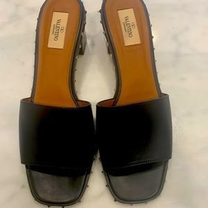 Valentino Soul Rockstud Block Heel Black Size 40